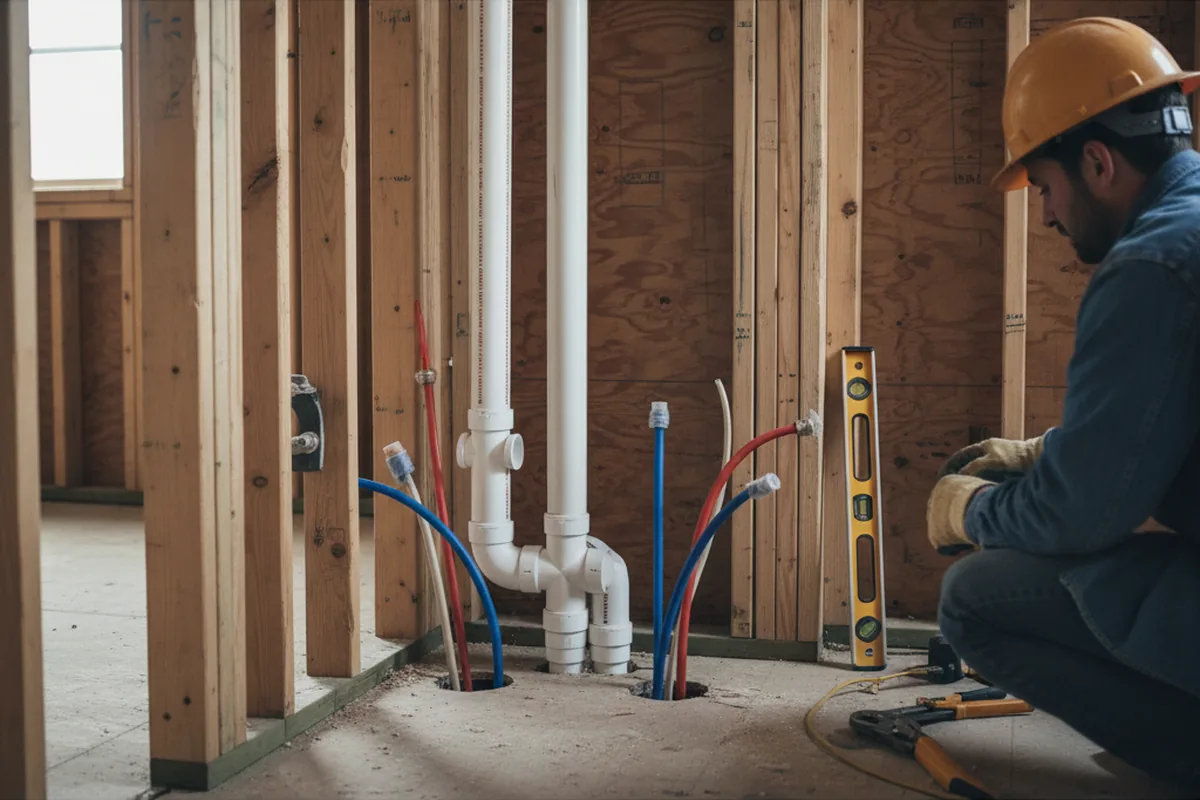 Drain and supply rough-in during Leak Detection in Reeds Spring